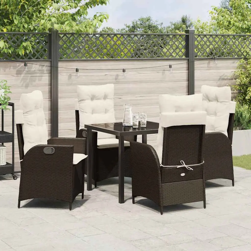 Ensemble de salle à manger pour jardin 5 pcs Marron polyrotin vidaXL 3380492