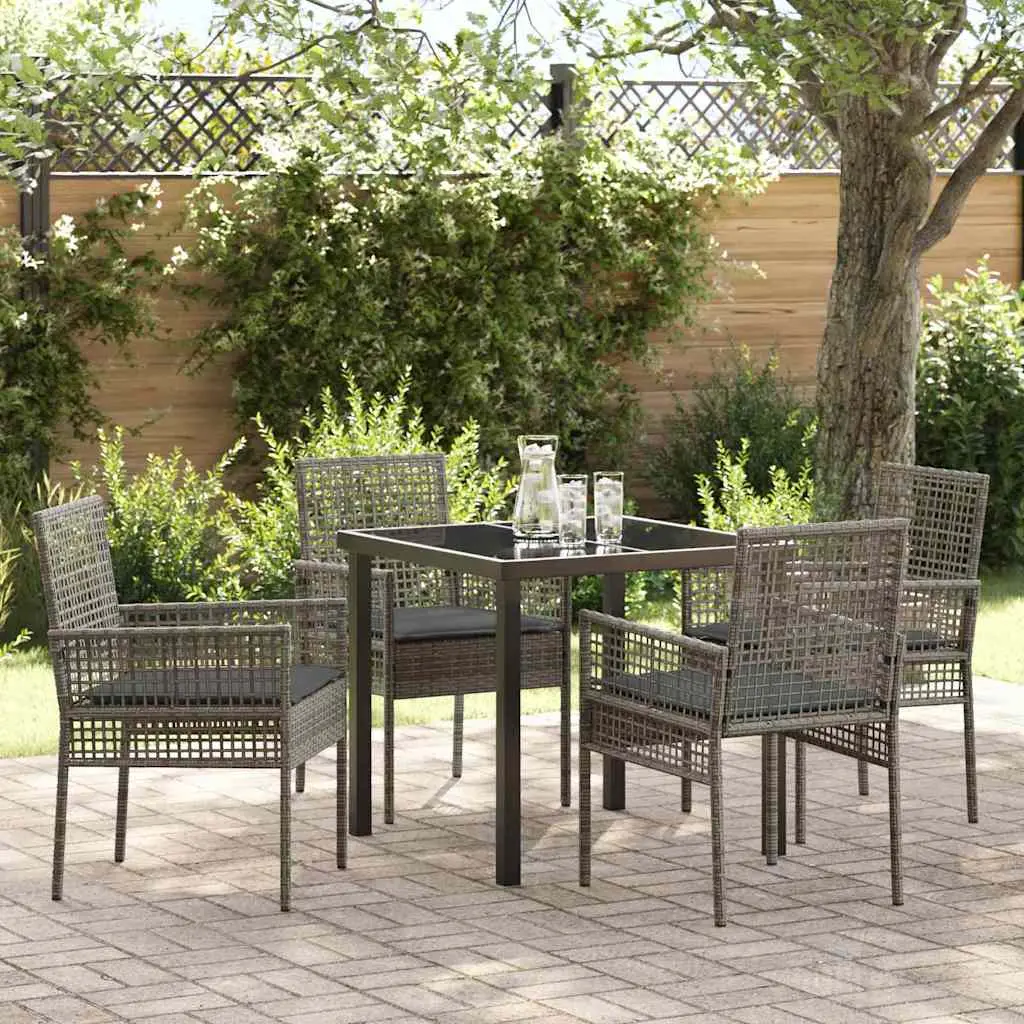 Ensemble de salle à manger pour jardin 5 pcs Gris polyrotin vidaXL 3379878 gris et gris foncé