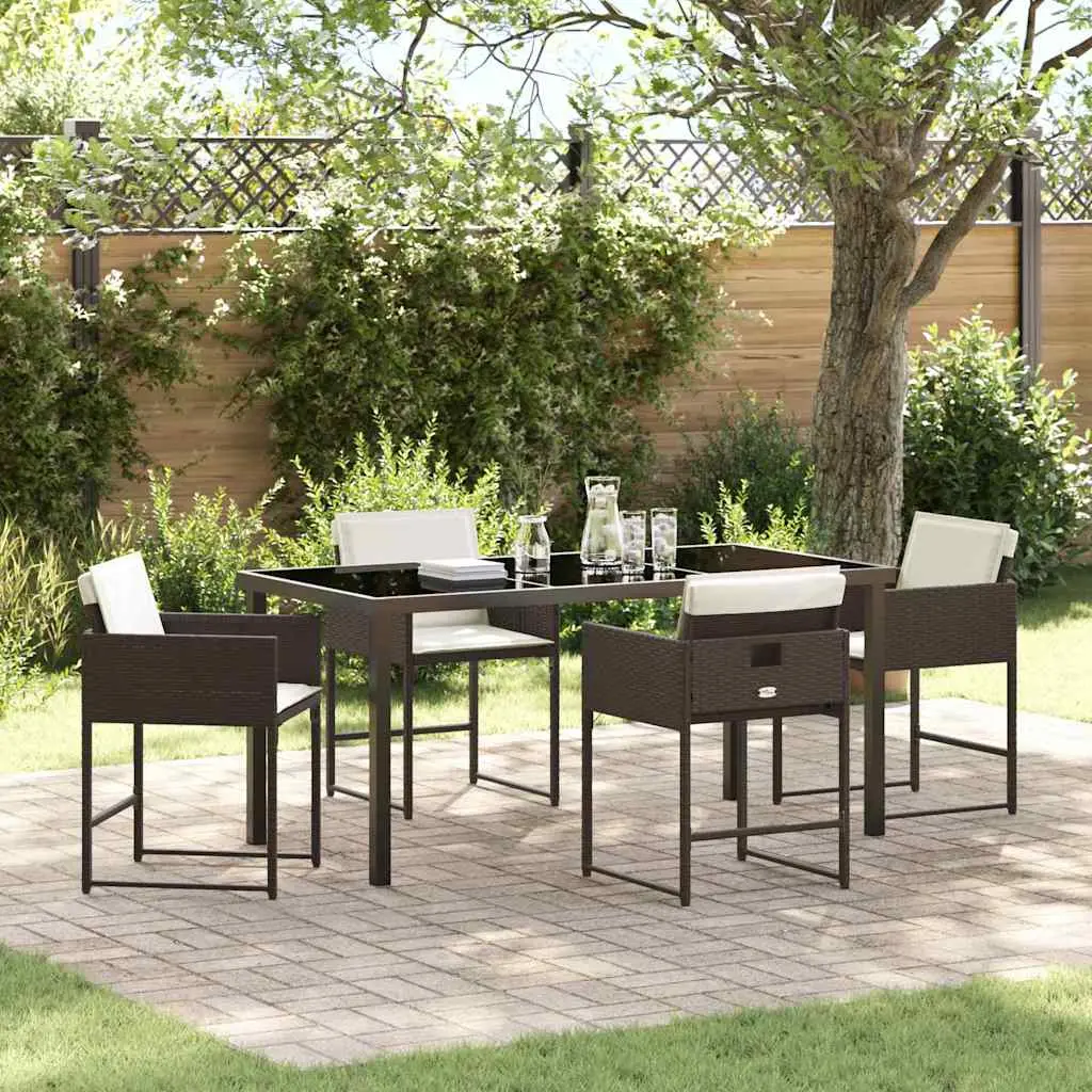 Ensemble de salle à manger pour jardin 5 pcs Marron polyrotin vidaXL 3380018 Marron et blanc crème