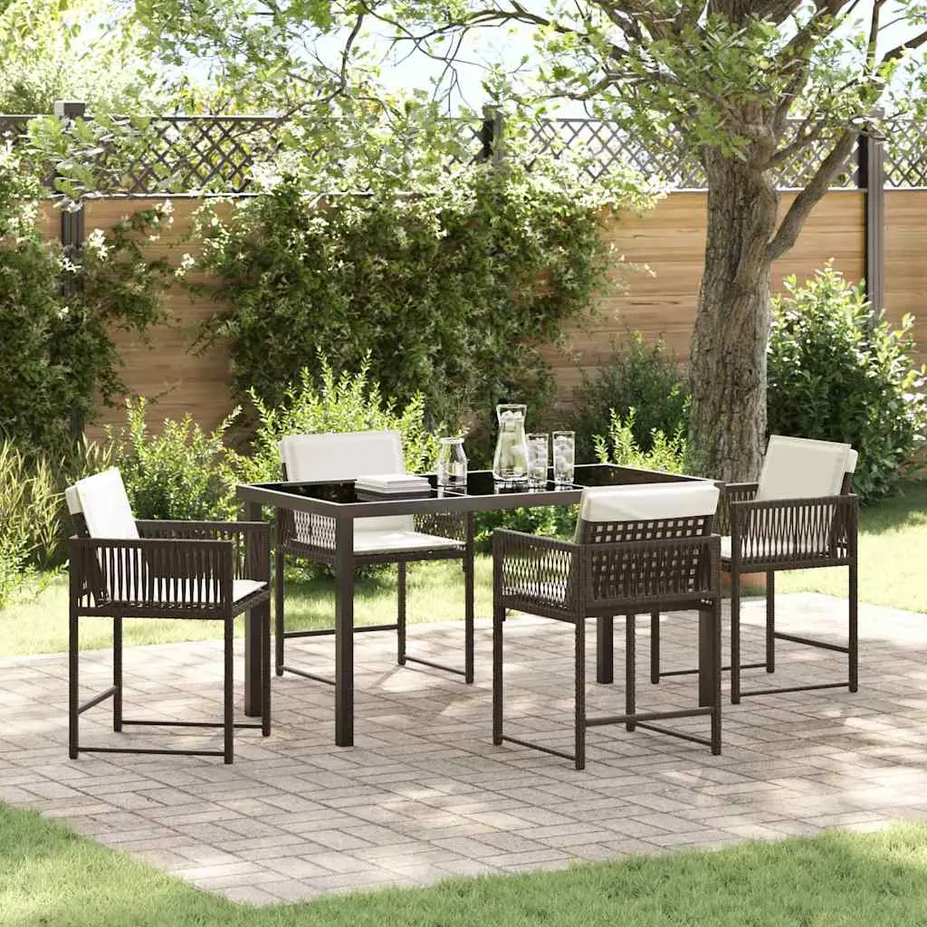 Ensemble de salle à manger pour jardin 5 pcs Marron polyrotin vidaXL 3380754
