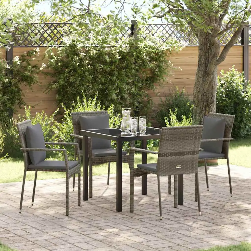 Ensemble de salle à manger pour jardin 5 pcs Gris polyrotin vidaXL 3380086