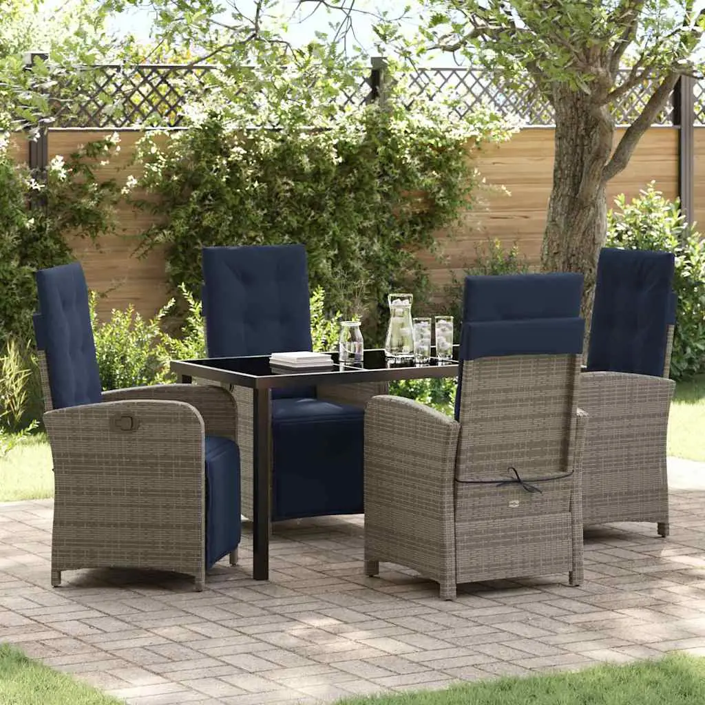 Ensemble de salle à manger pour jardin 5 pcs Gris polyrotin vidaXL 3380360