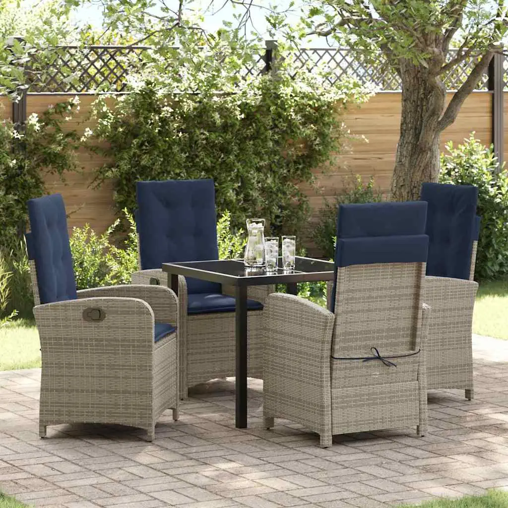 Ensemble de salle à manger pour jardin 5 pcs Gris polyrotin vidaXL 3380352