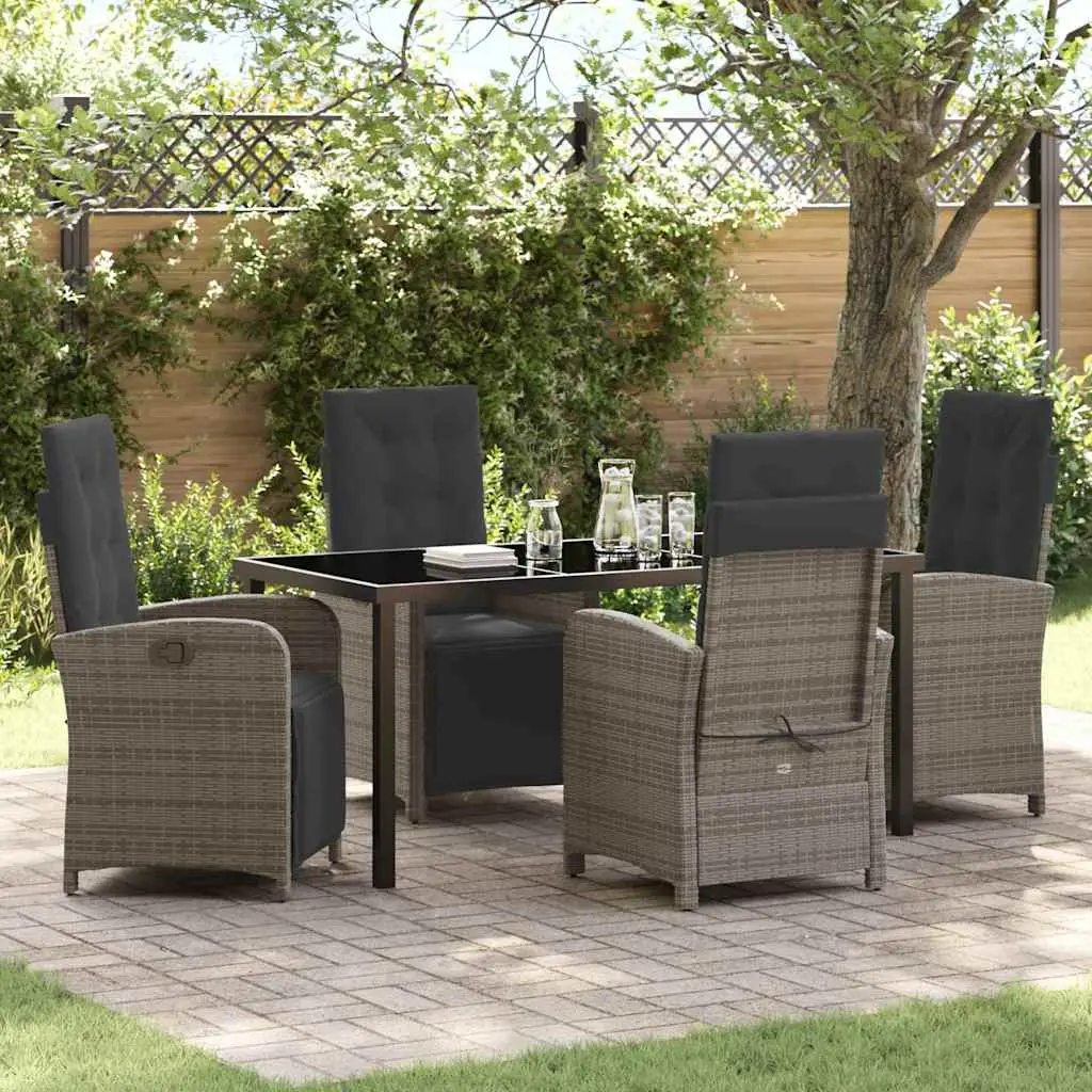 Ensemble de salle à manger pour jardin 5 pcs Gris polyrotin vidaXL 3380326