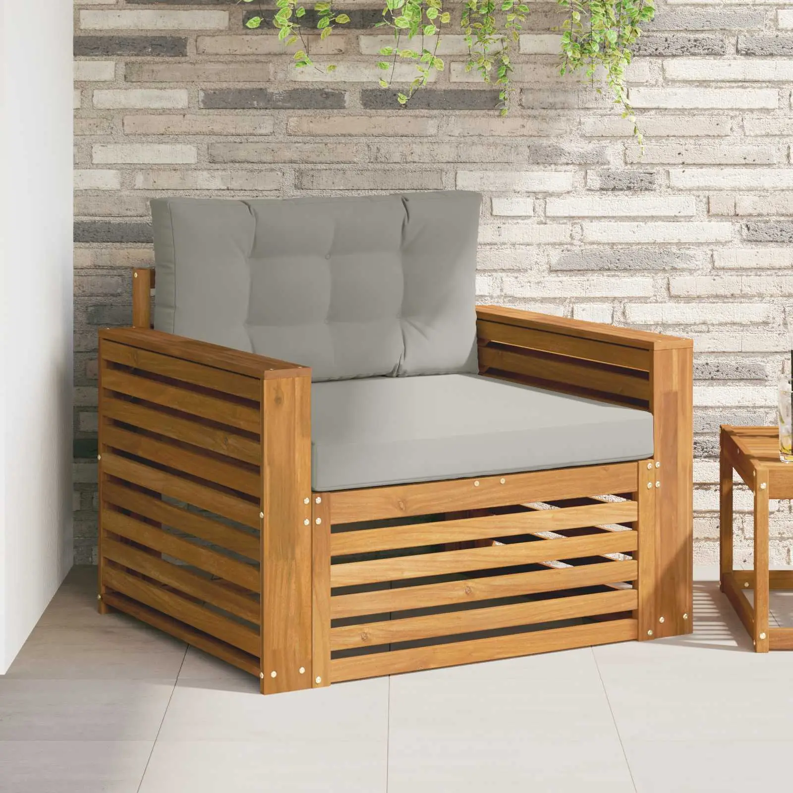 Canapé d’extérieur Bois d’acacia massif et polyester vidaXL 3436401 Naturel et gris clair