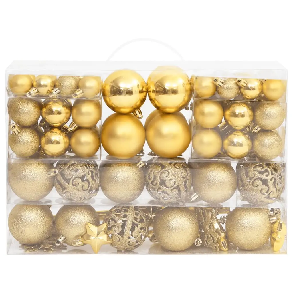 Ensemble de boules de Noël – Ornements de Noël – décorations de Noël 111 pièces doré polystyrène