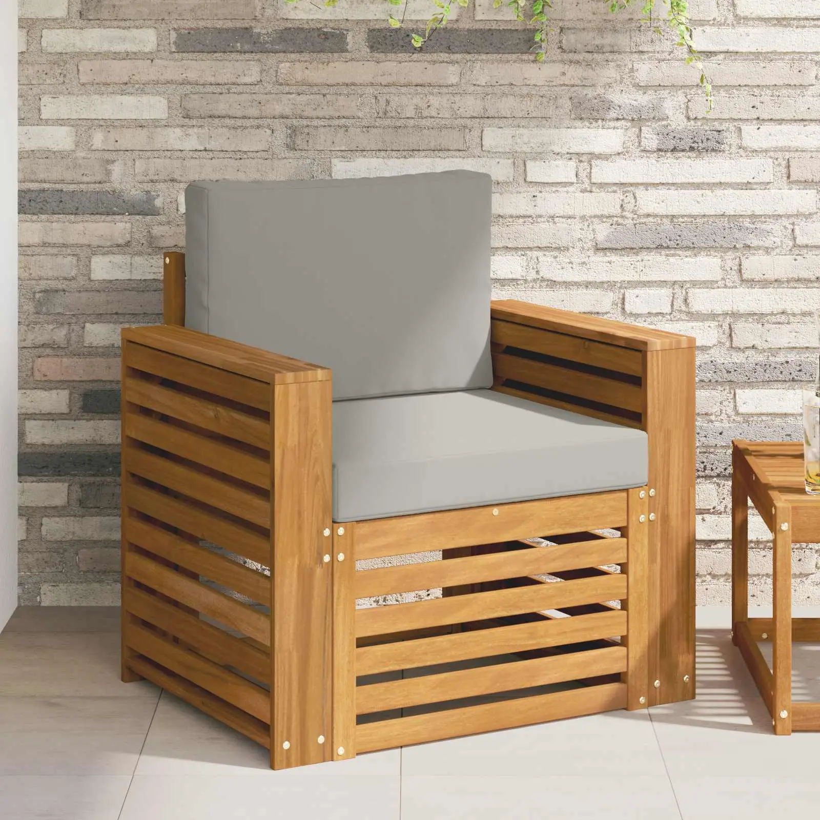 Canapé d’extérieur Bois d’acacia massif et polyester Naturel vidaXL 3436361 Naturel et gris clair