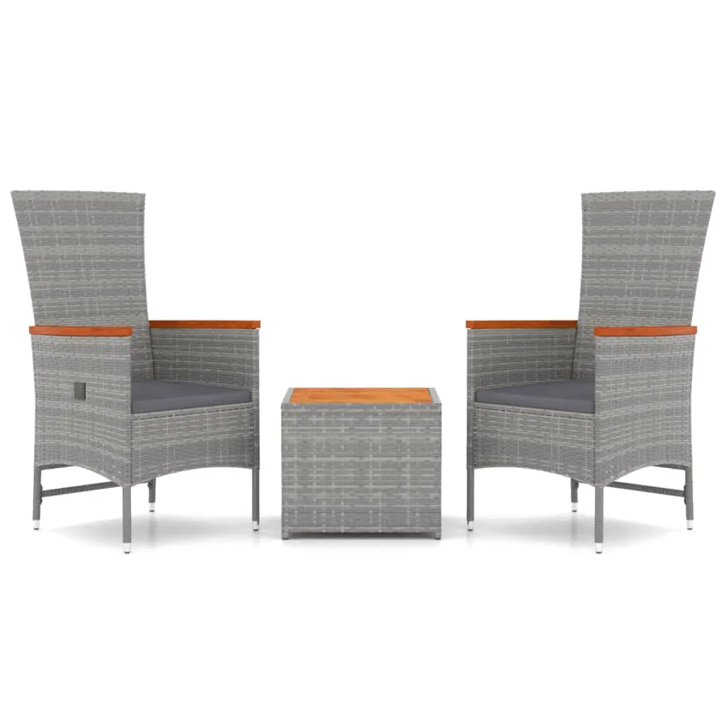 Ensemble de salon de jardin – Mobilier extérieur 3 pcs gris poly rotin et acacia P841