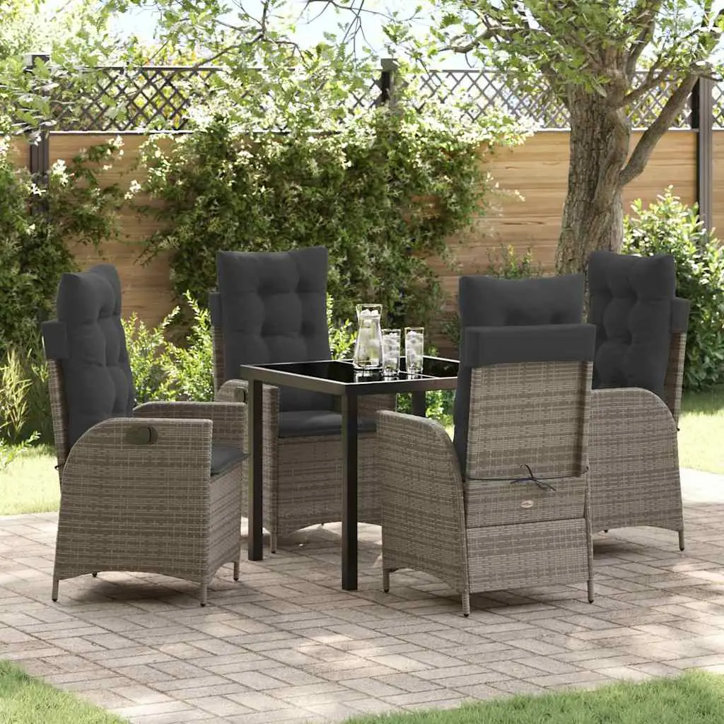 Ensemble de salle à manger pour jardin 5 pcs Gris polyrotin vidaXL 3380499