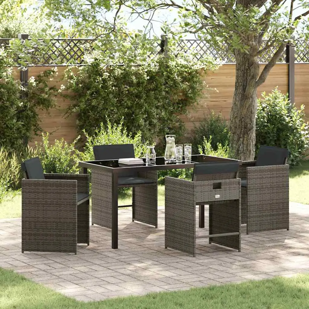 Ensemble de salle à manger pour jardin 5 pcs Gris polyrotin vidaXL 3380694