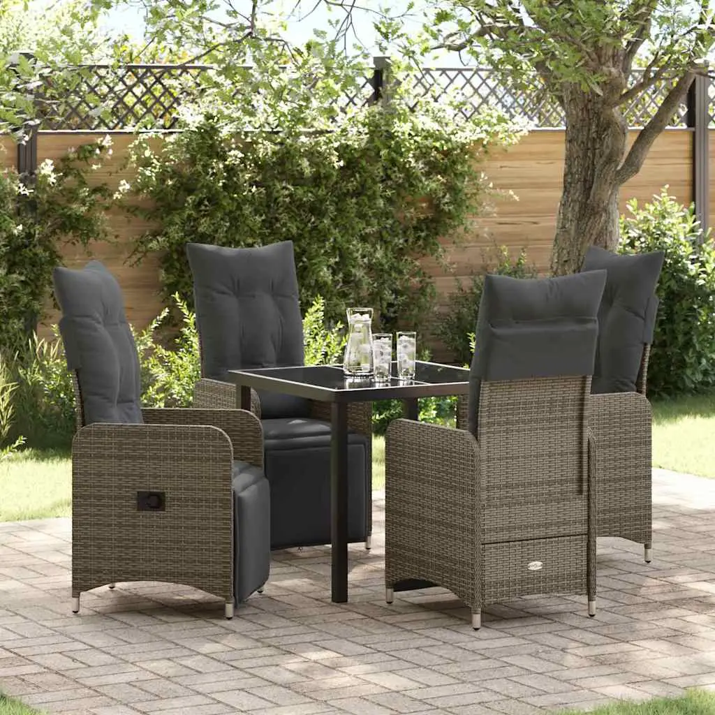 Ensemble de salle à manger pour jardin 5 pcs Gris polyrotin vidaXL 3379675