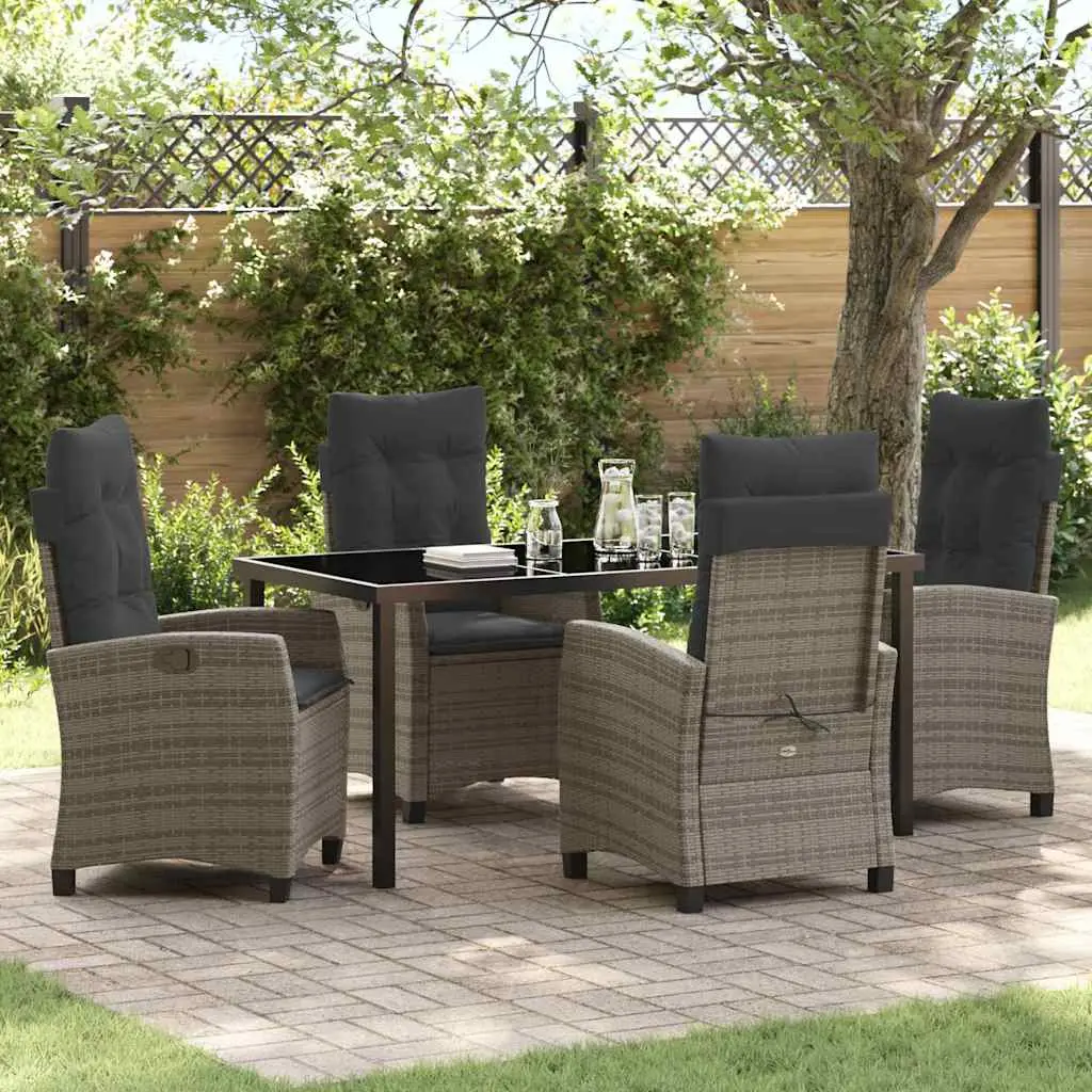 Ensemble de salle à manger pour jardin 5 pcs Gris polyrotin vidaXL 3380389
