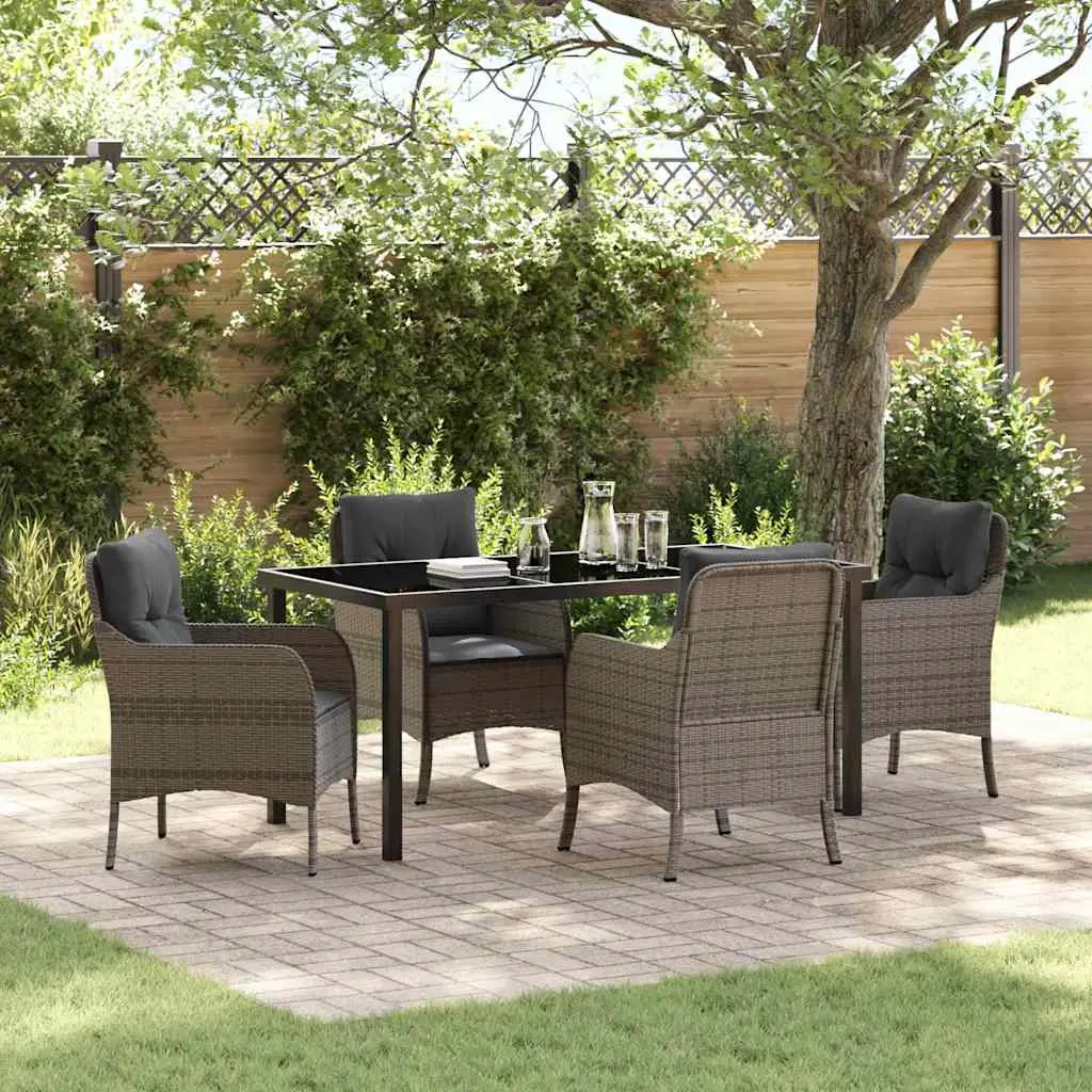 Ensemble de salle à manger pour jardin 5 pcs Gris polyrotin vidaXL 3380165 gris et gris foncé