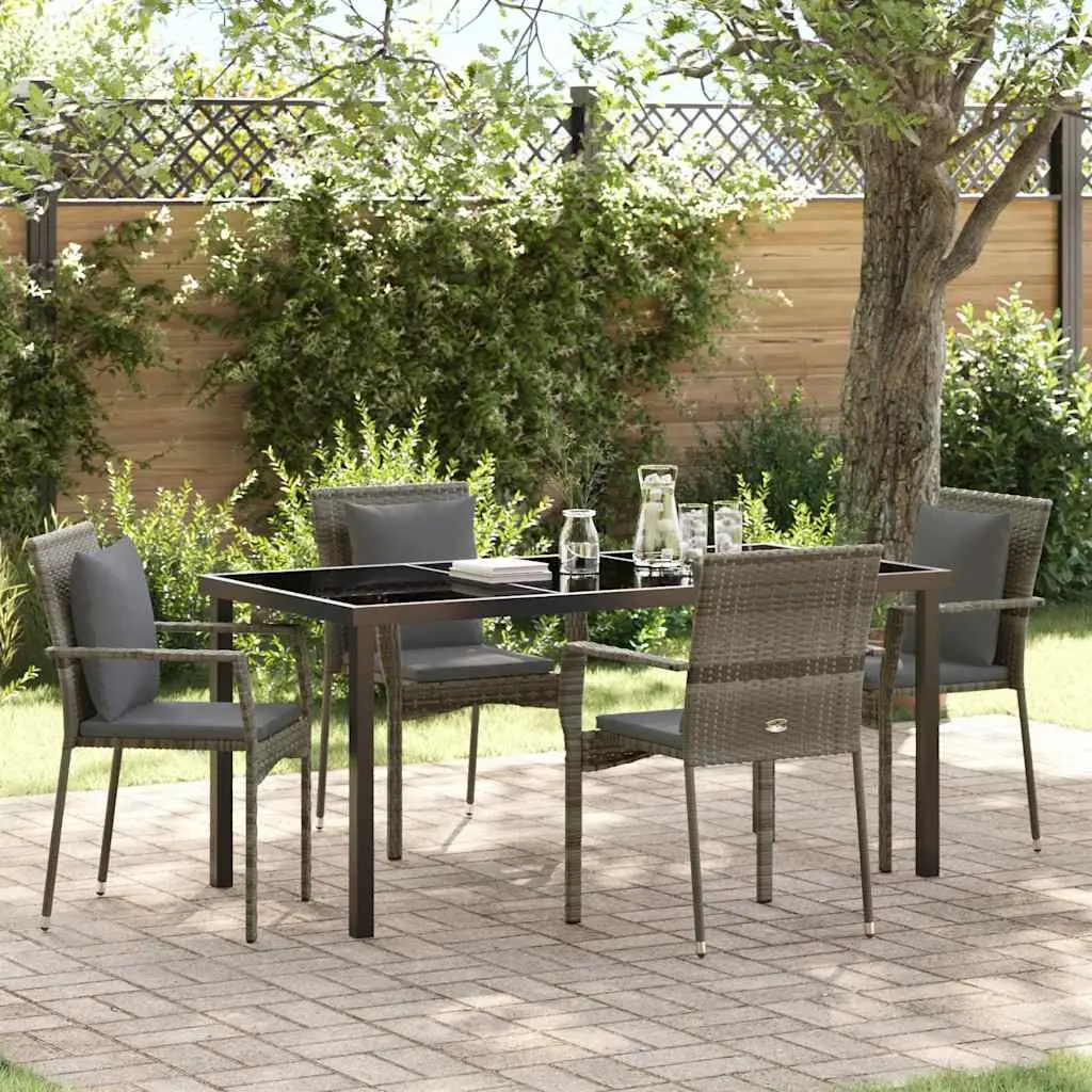 Ensemble de salle à manger pour jardin 5 pcs Gris polyrotin vidaXL 3380088