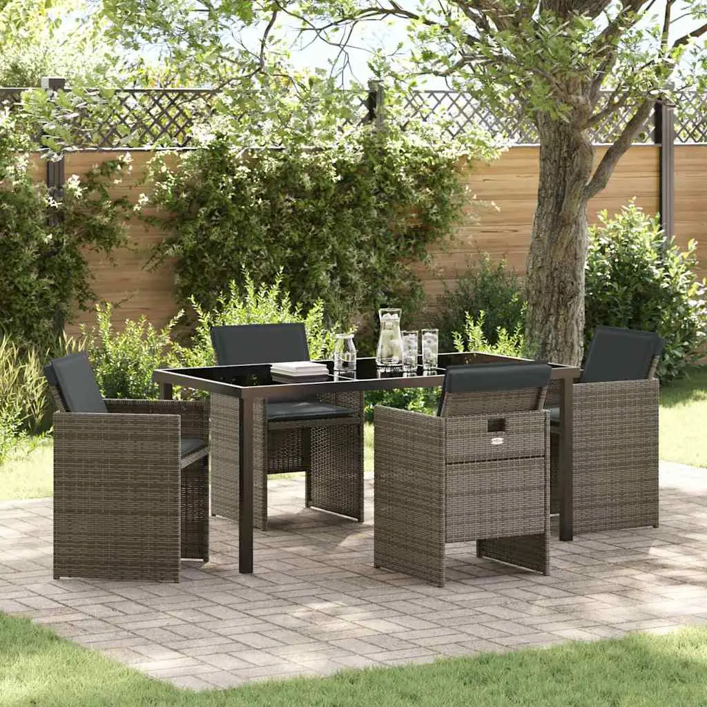 Ensemble de salle à manger pour jardin 5 pcs Gris polyrotin vidaXL 3379950 gris et gris foncé