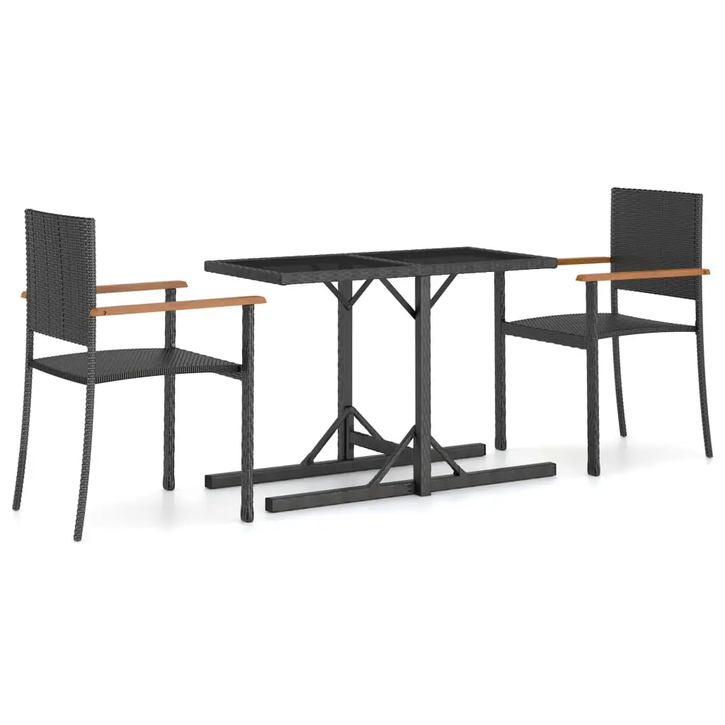 Ensemble de 3 pcs table de jardin avec chaises – mobilier de jardin Noir-JU2922 Noir
