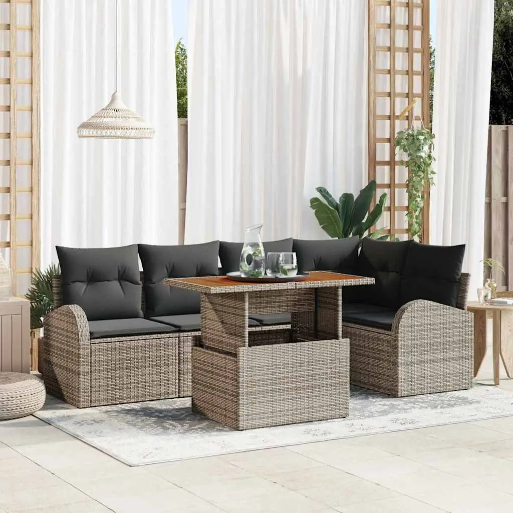Ensemble de canapé de jardin avec coussin 6 pcs Gris vidaXL 3349586