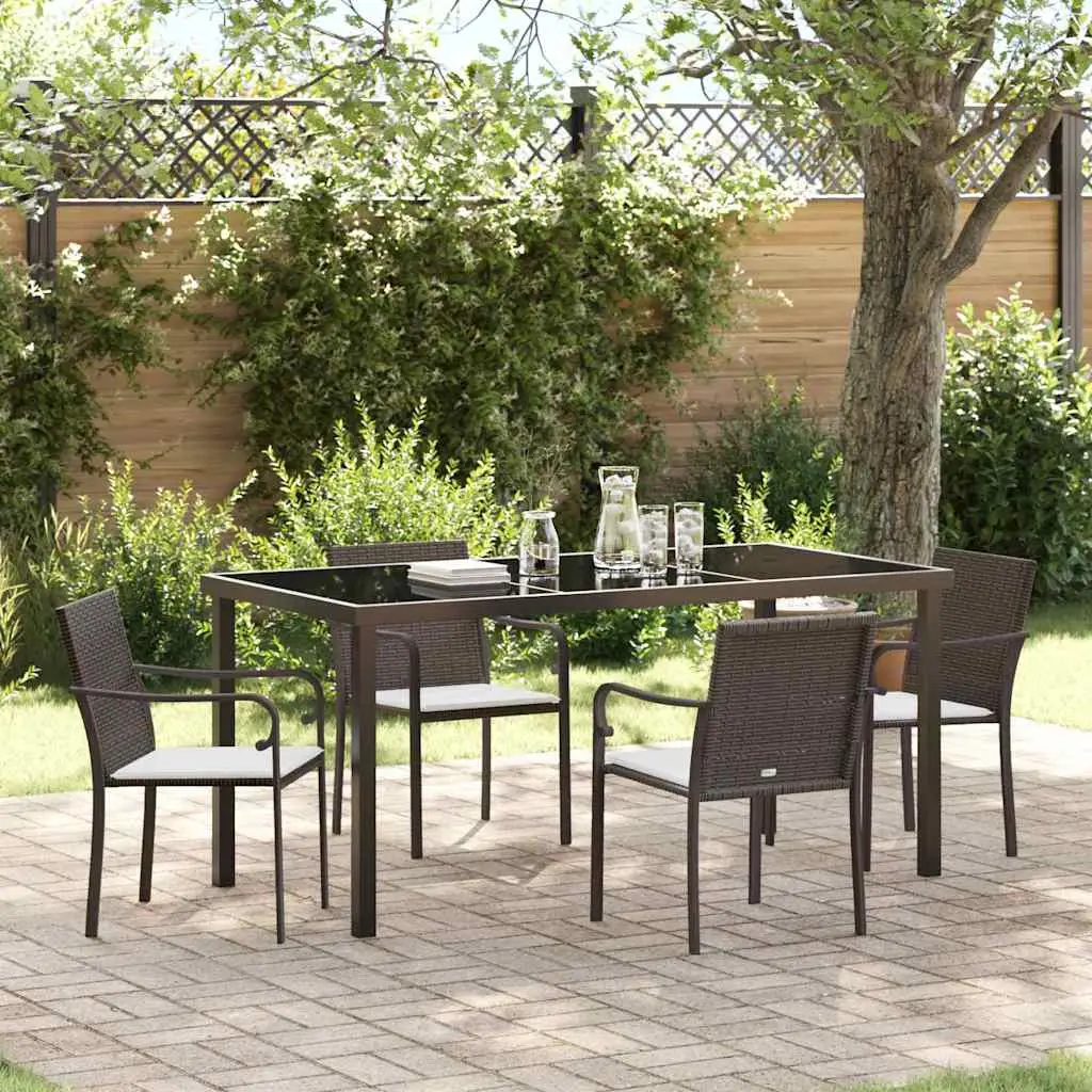 Ensemble de salle à manger pour jardin 5 pcs Marron et Noir vidaXL 3379047