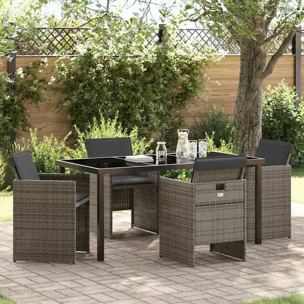 Ensemble de salle à manger pour jardin 5 pcs Gris polyrotin vidaXL 3380599
