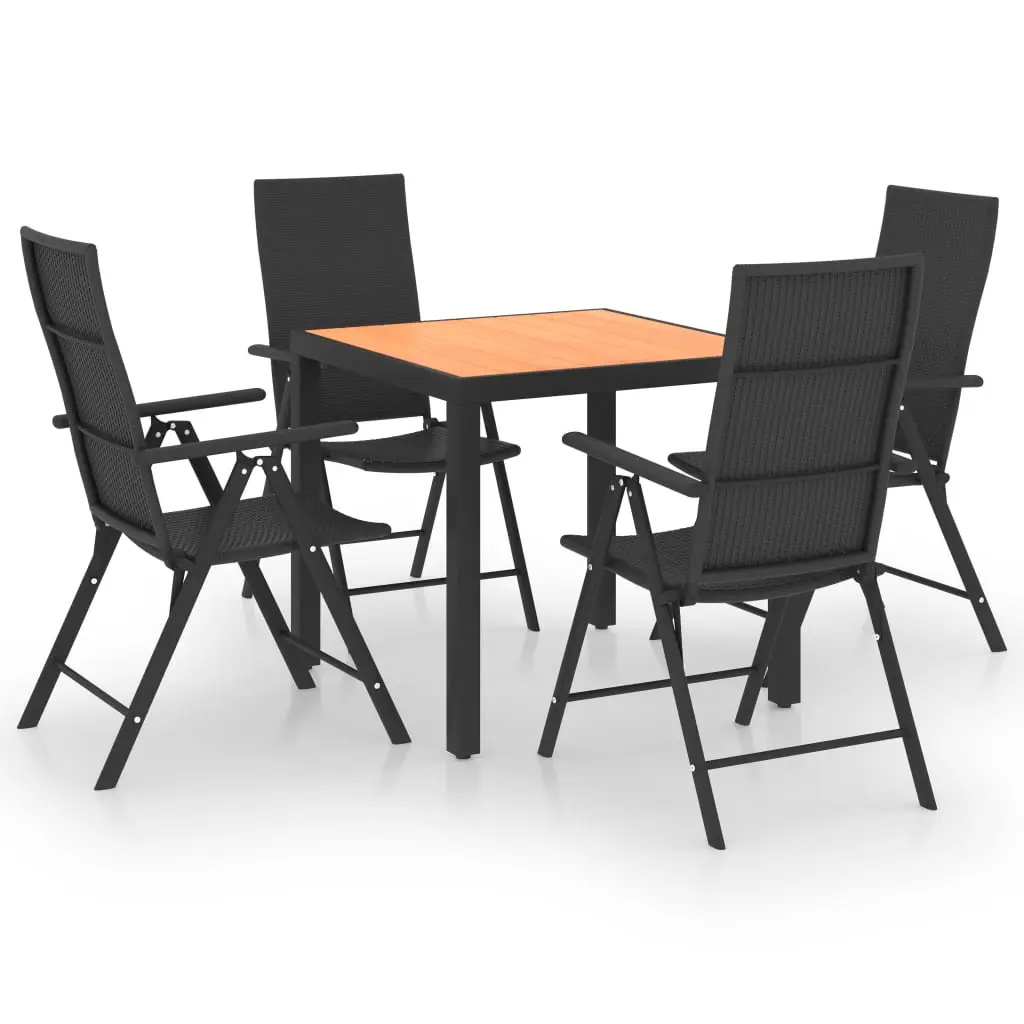 Ensemble de 5 pcs table de jardin avec chaises – mobilier de jardin noir et marron-JU2935 Noir