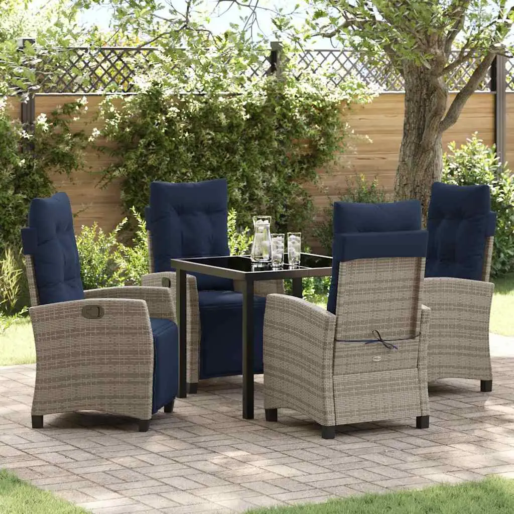 Ensemble de salle à manger pour jardin 5 pcs Gris polyrotin vidaXL 3380471