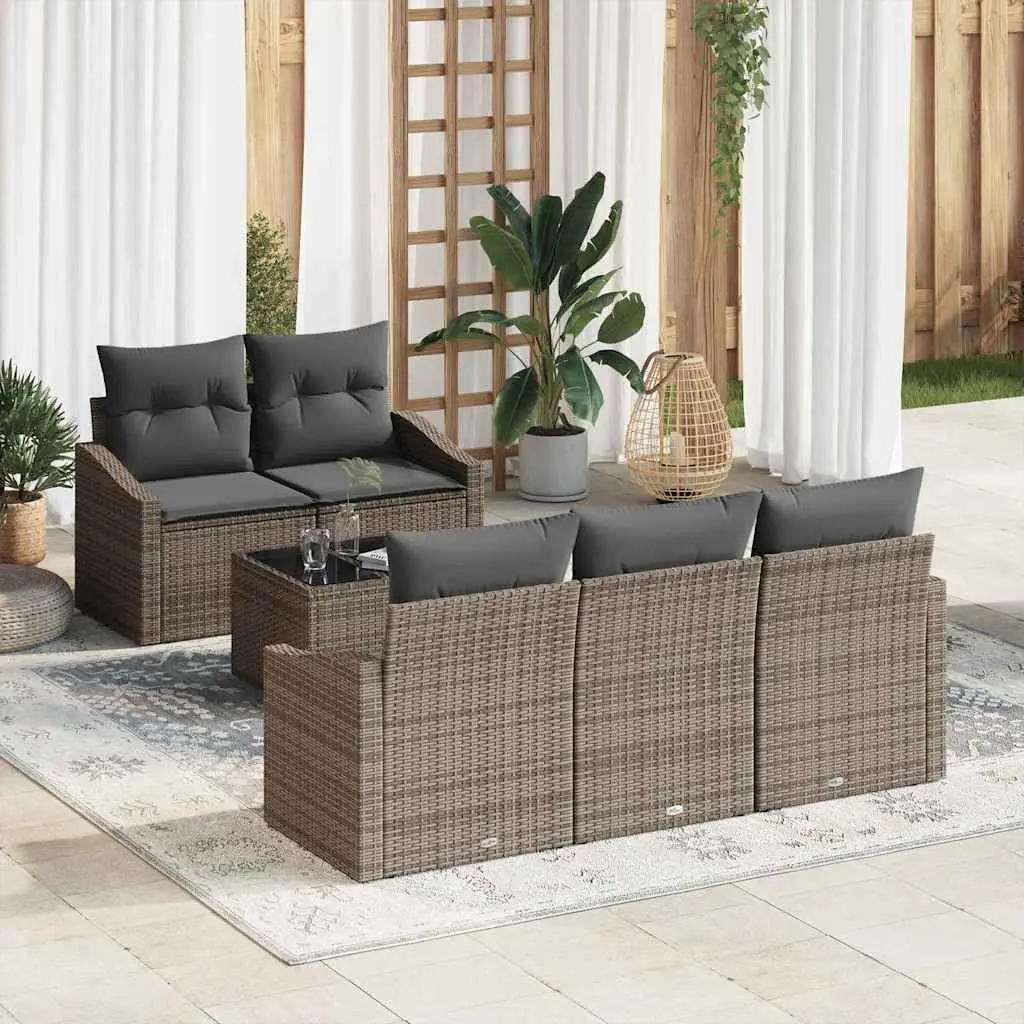 Ensemble de Canapés avec coussin 6 pcs Gris polyrotin vidaXL 3346599