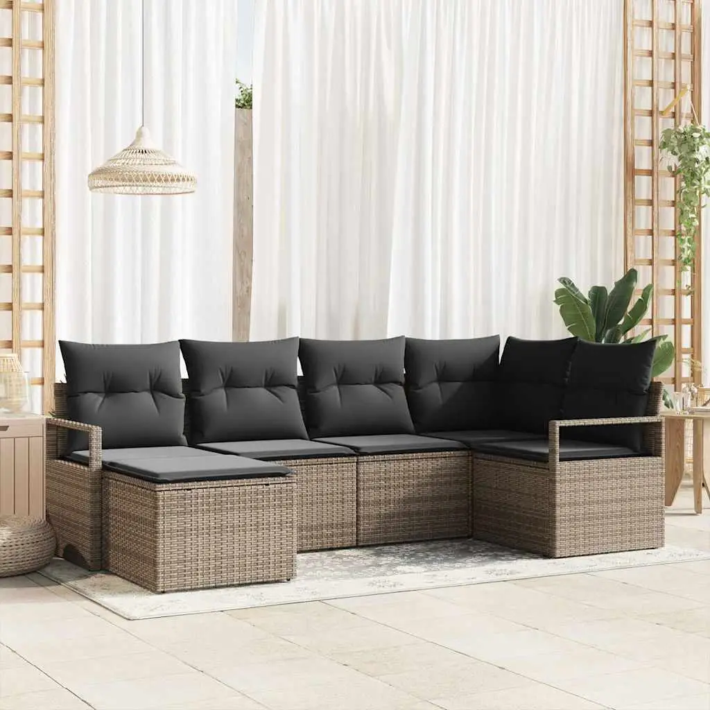 Ensemble de Canapés avec coussin 6 pcs Gris polyrotin vidaXL 3355118