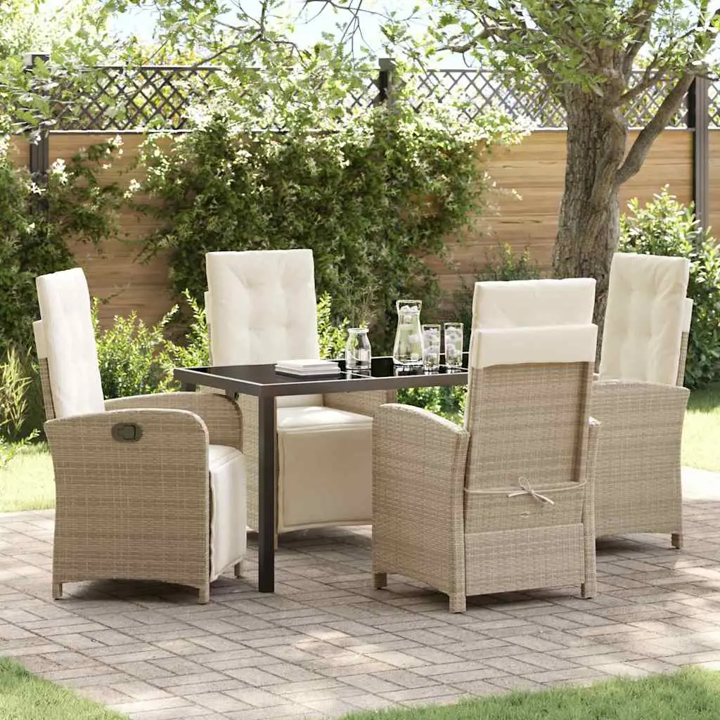 Ensemble de Jardin à Manger Polyrotin Tressé Dossiers Ajustables pour Repas en Plein Air Beige – ComfortXL Outdoor Living