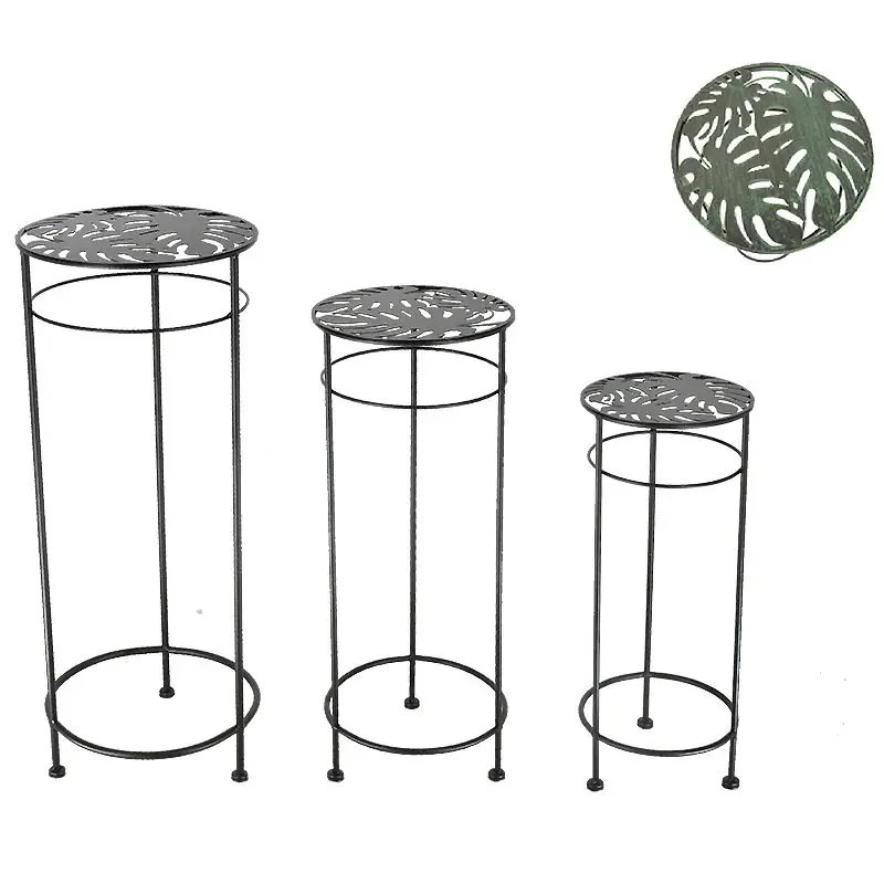 Ensemble de 3 supports de plantes fer 28x28x70cm