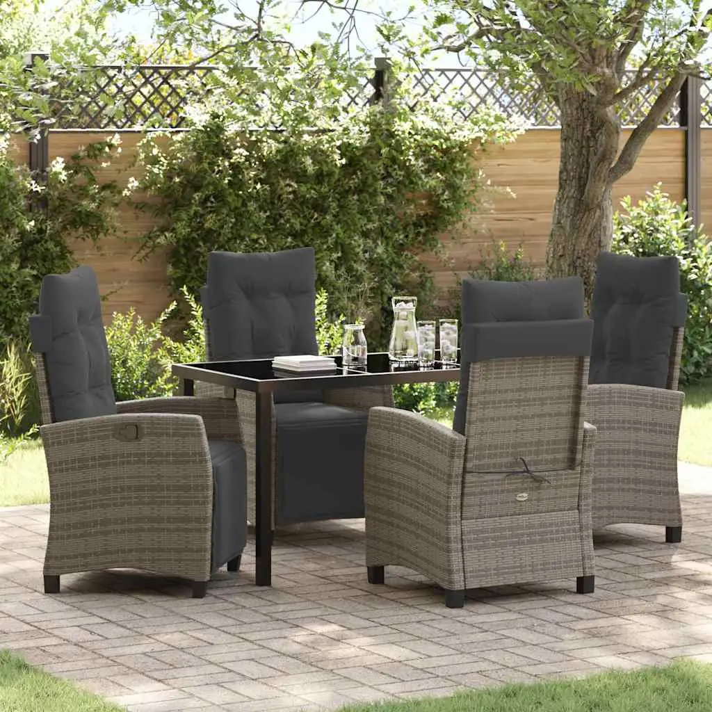 Ensemble de salle à manger pour jardin 5 pcs Gris polyrotin vidaXL 3380437