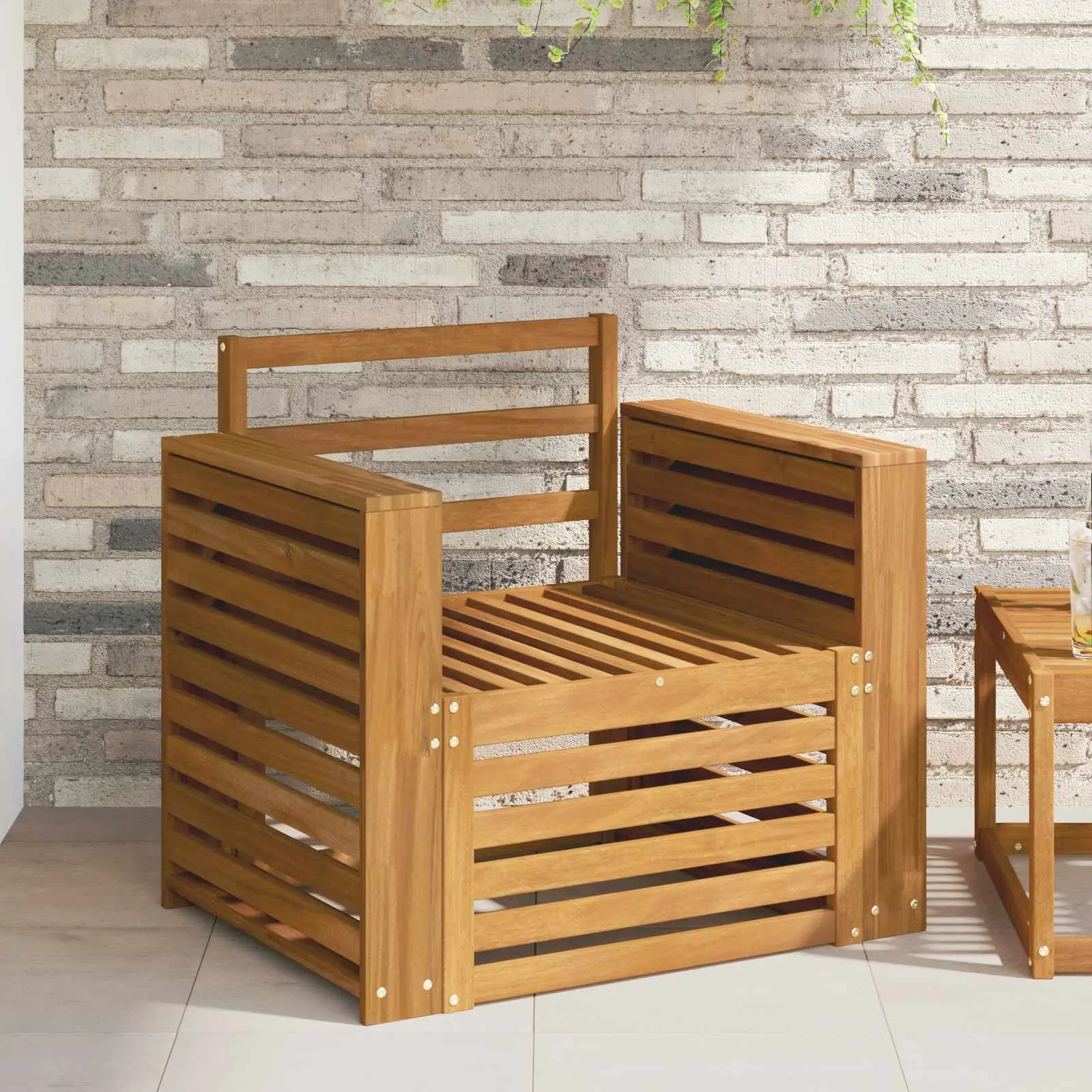 Canapé d’extérieur Bois d’Acacia Massif Naturel vidaXL 3436359 Naturel