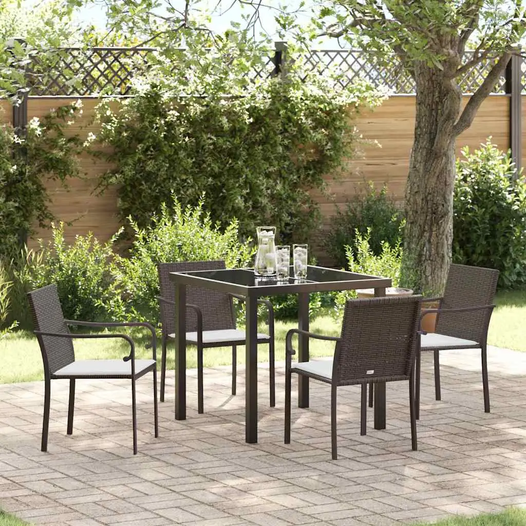 Ensemble de salle à manger pour jardin 5 pcs Marron et Noir vidaXL 3379045