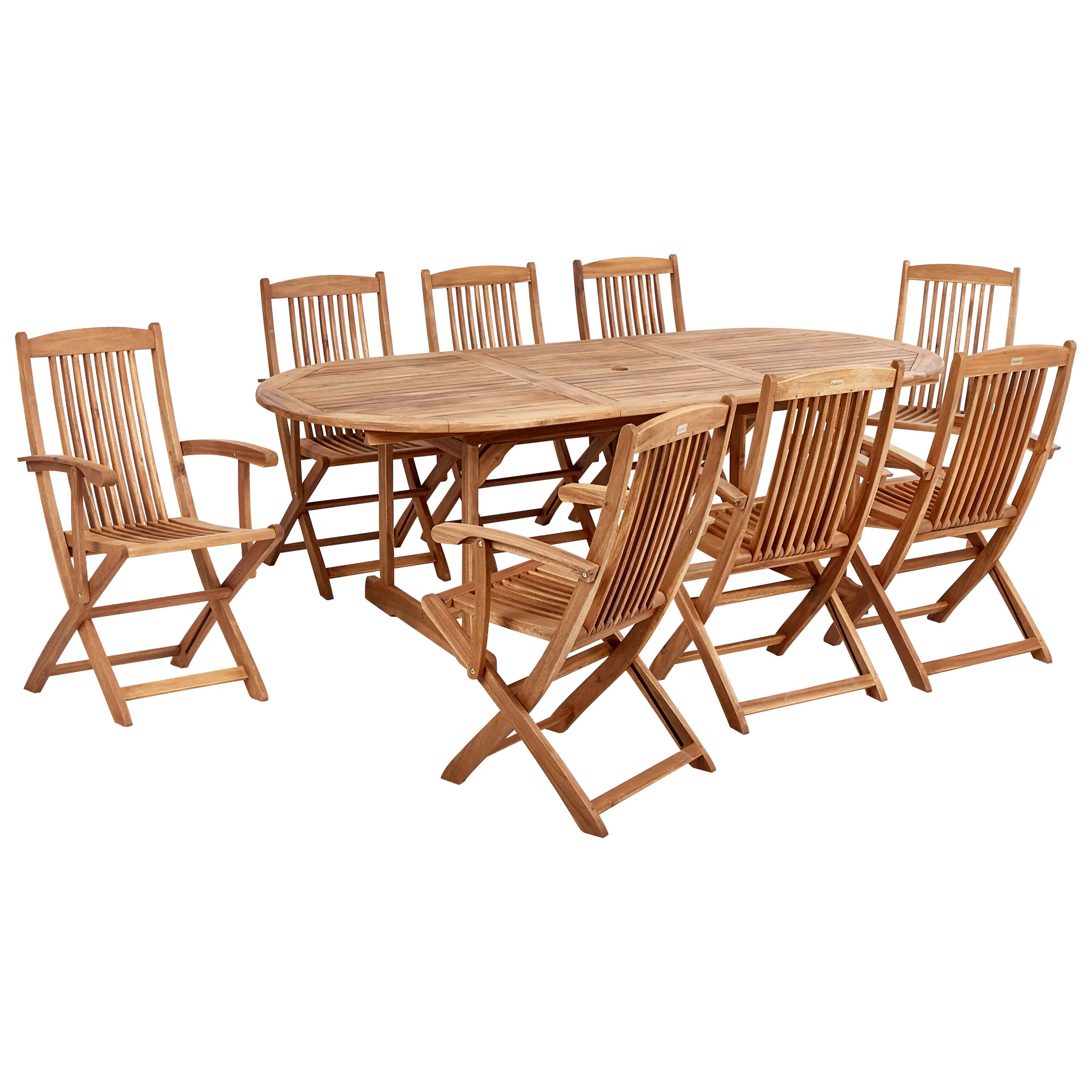 Set de salle à manger, 8 Personnes Acacia Marron clair MAUI II – Beliani