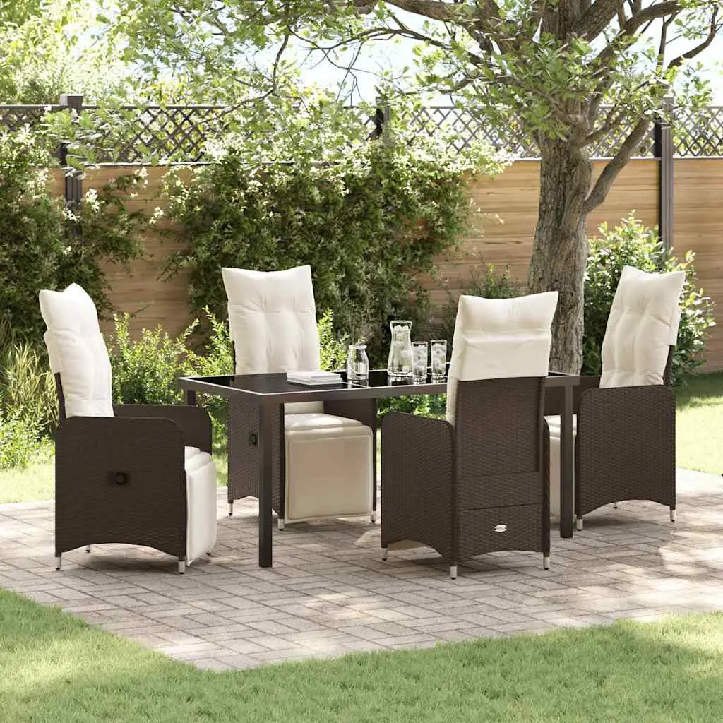Ensemble de salle à manger pour jardin 5 pcs Marron polyrotin vidaXL 3379670