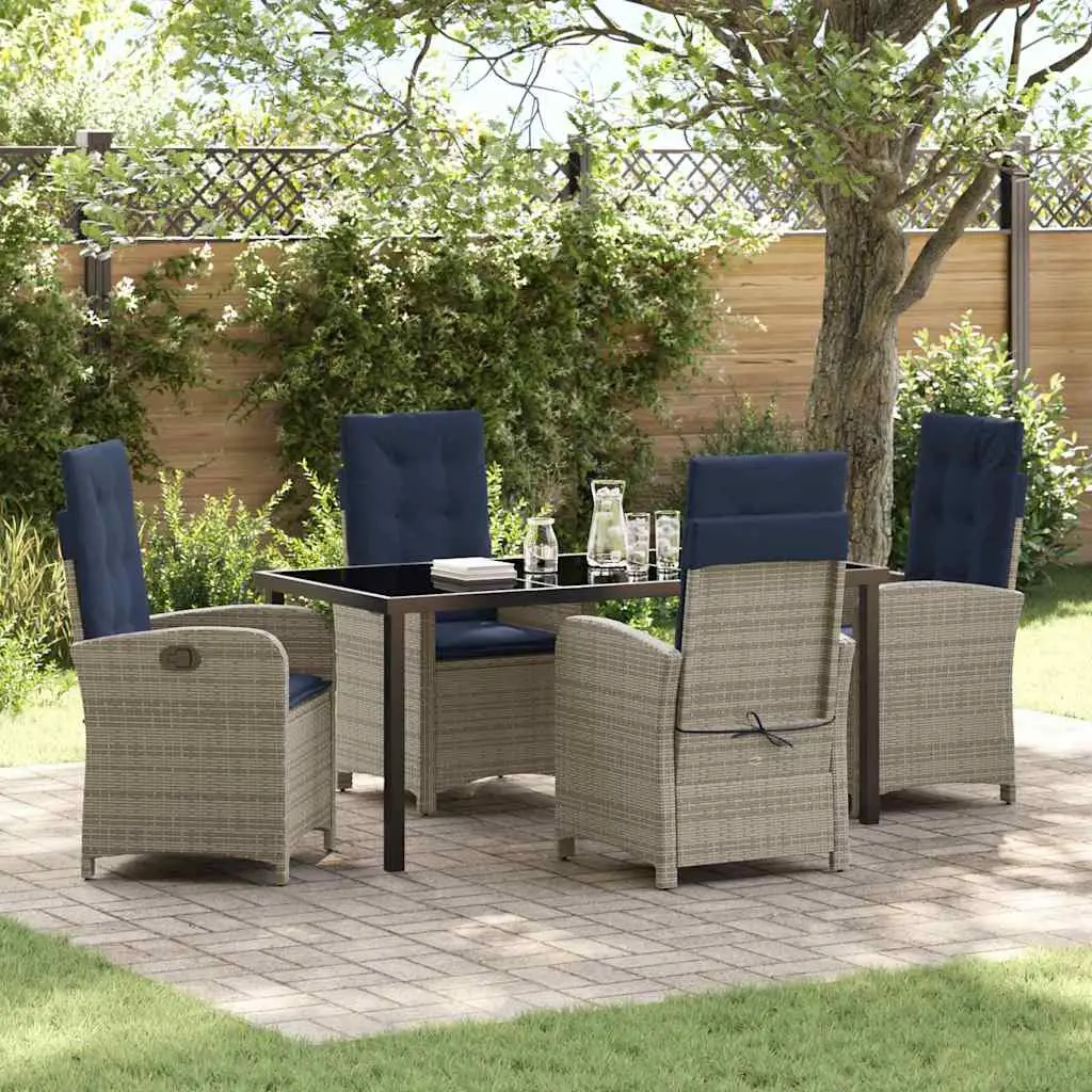 Ensemble de salle à manger pour jardin 5 pcs Gris polyrotin vidaXL 3380354