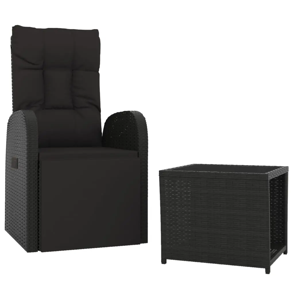 Ensemble de Salon de jardin meuble d’extérieur ensemble de mobilier 2 pièces noir poly rotin et acier