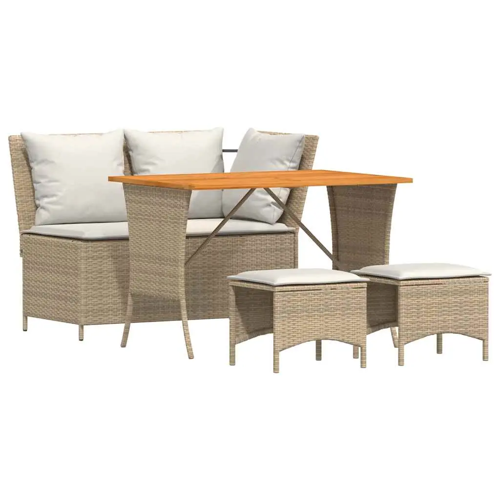 Ensemble de Salon de jardin – meuble de jardin – Mobilier de jardin coussins 4 pcs beige résine tressée