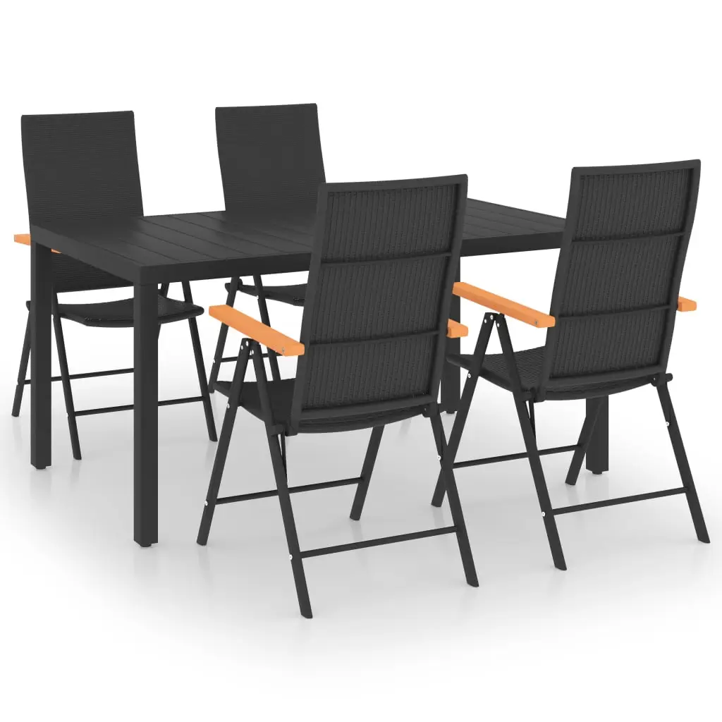 Ensemble de 5 pcs table de jardin avec chaises – mobilier de jardin noir et marron-JU2994 Noir