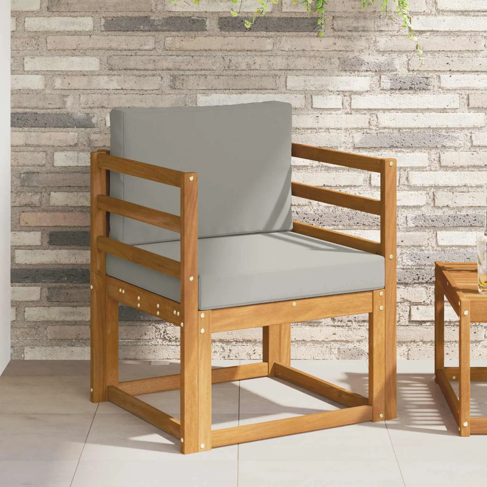 Canapé d’extérieur Bois d’acacia massif et polyester vidaXL 3436218 Naturel et gris clair