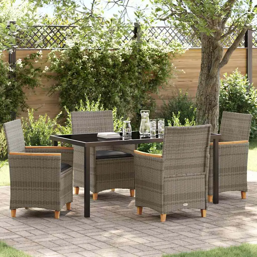 Ensemble de salle à manger pour jardin 5 pcs Gris polyrotin vidaXL 3381096