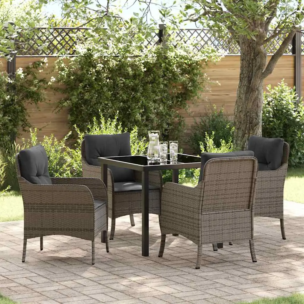 Ensemble de salle à manger pour jardin 5 pcs Gris polyrotin vidaXL 3380163 gris et gris foncé