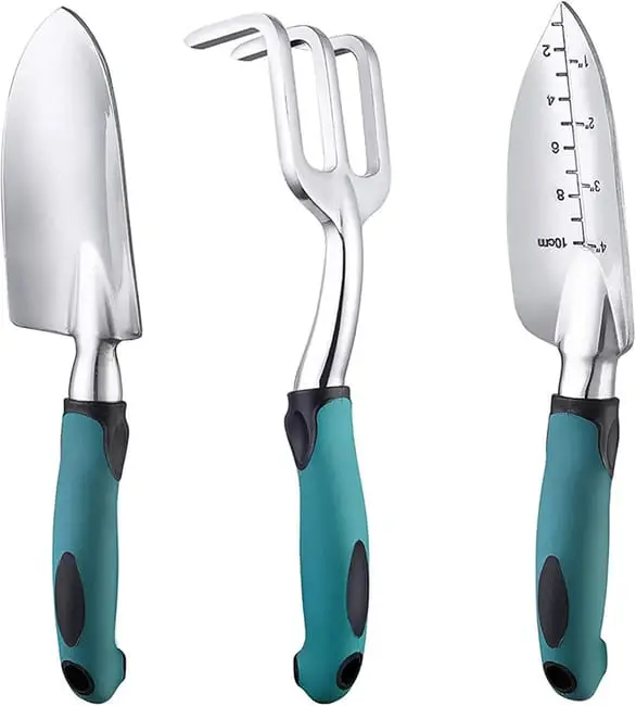 Ensemble d’outils de Jardin, Trois pièces d’Outils de Jardinage Lourds moulés en Aluminium avec Une poignée antidérapante caoutchoutée-Lytech