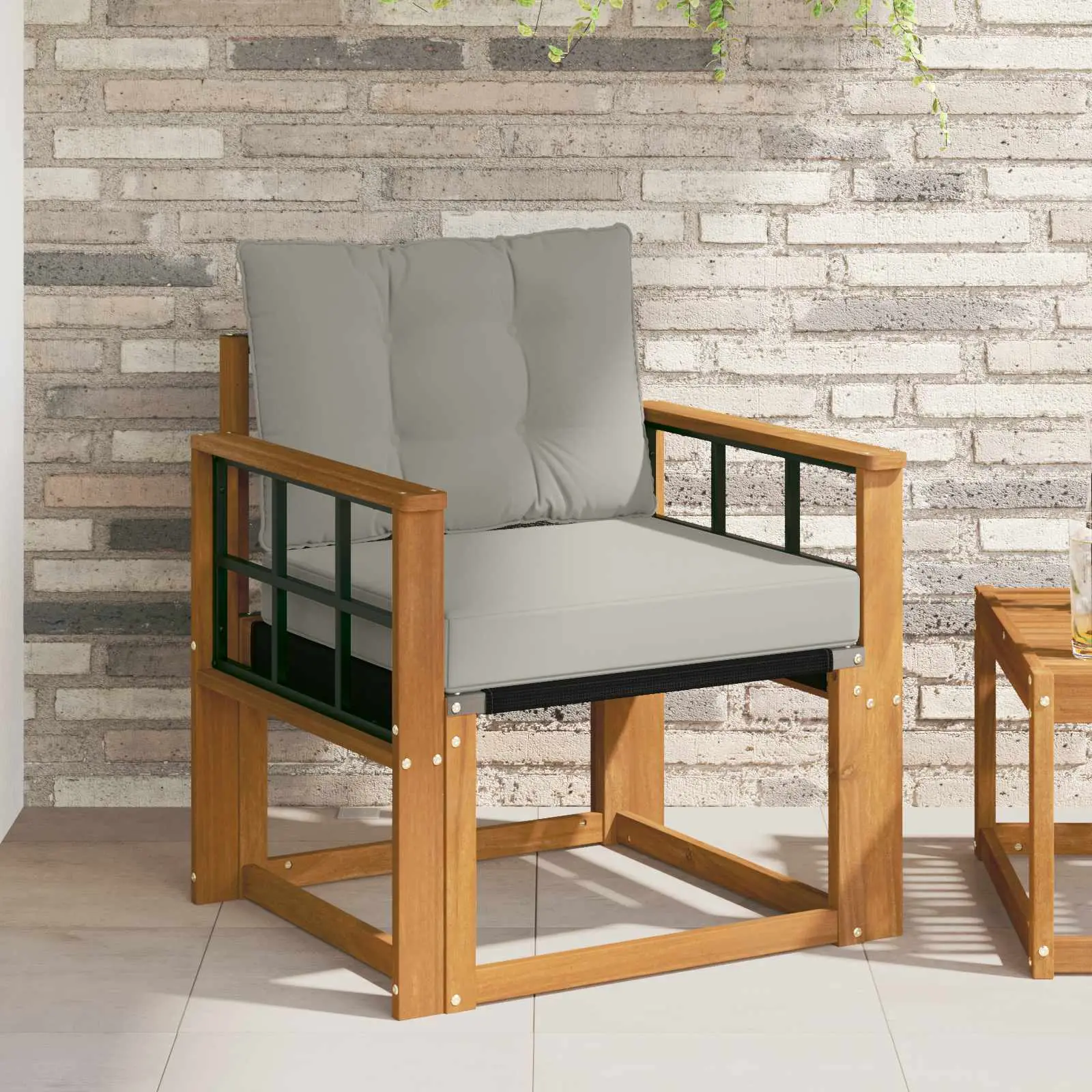 Canapé d’extérieur Bois d’Acacia Massif Gris Naturel et Clair vidaXL 3436303 Naturel et gris clair