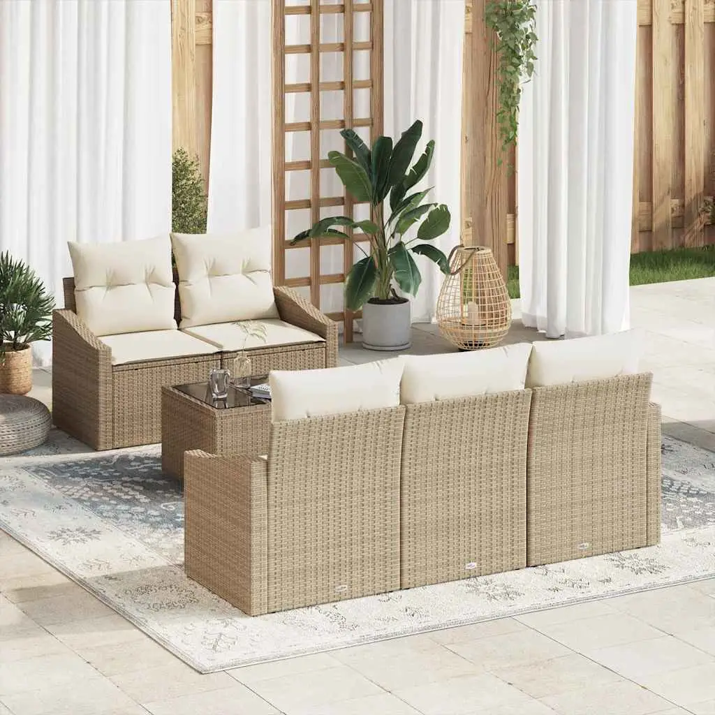Ensemble de Canapés avec coussin 6 pcs Beige et crème polyrotin vidaXL 3346601 beige et crème
