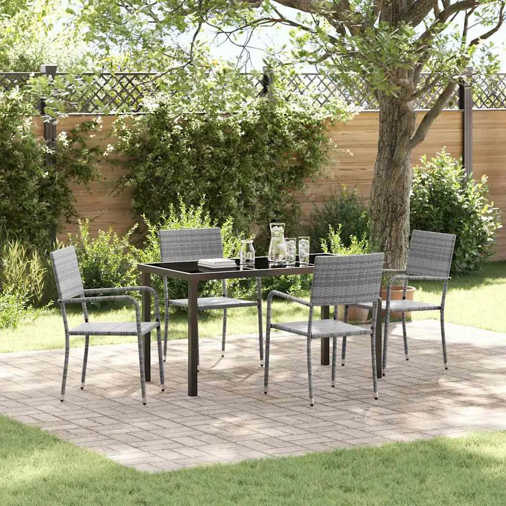 Ensemble de salle à manger pour jardin 5 pcs Gris polyrotin vidaXL 3380045
