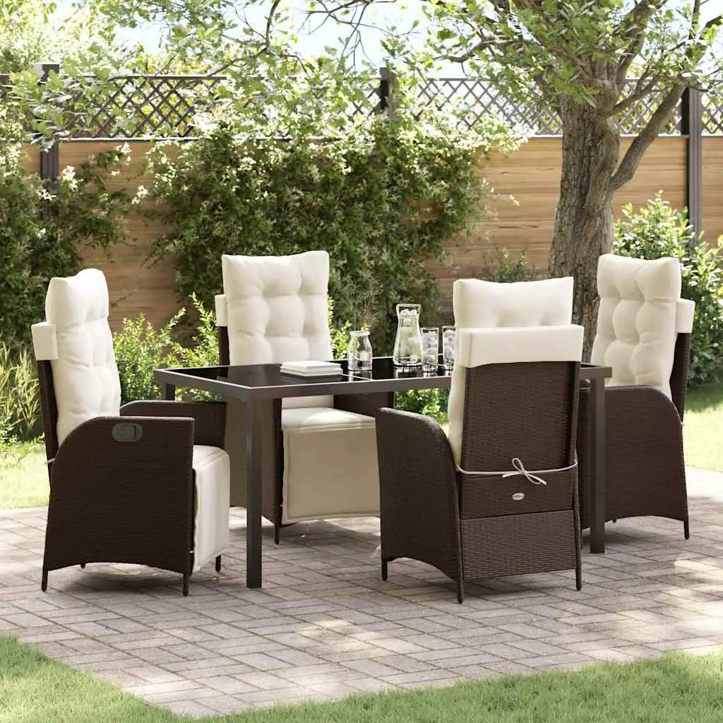 Ensemble de salle à manger pour jardin 5 pcs Marron polyrotin vidaXL 3380543