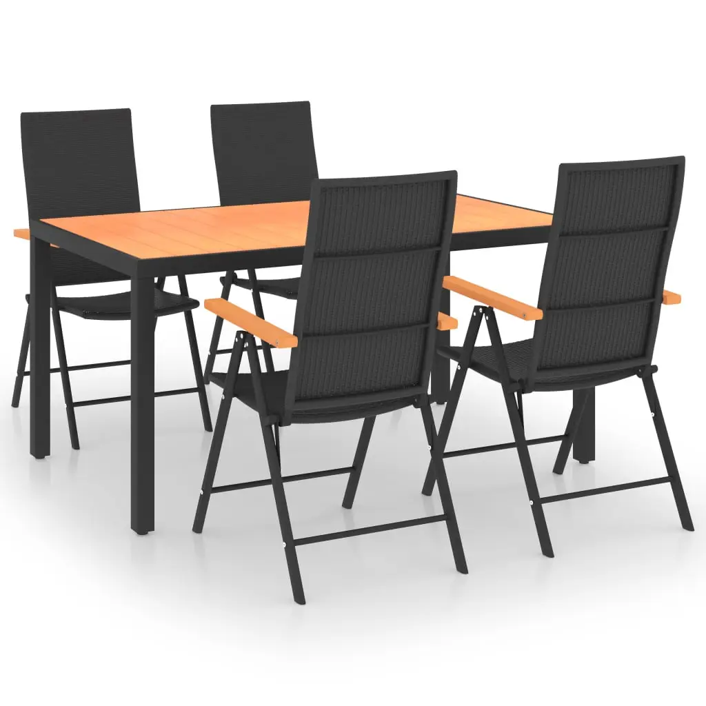 Ensemble de 5 pcs table de jardin avec chaises – mobilier de jardin noir et marron-JU2972 Noir