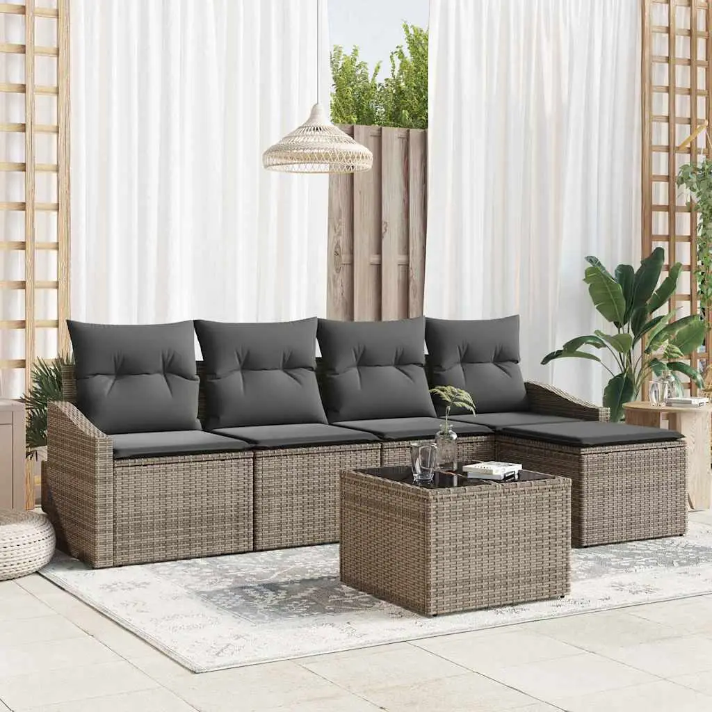 Ensemble de Canapés avec coussin 6 pcs Gris polyrotin vidaXL 3346689
