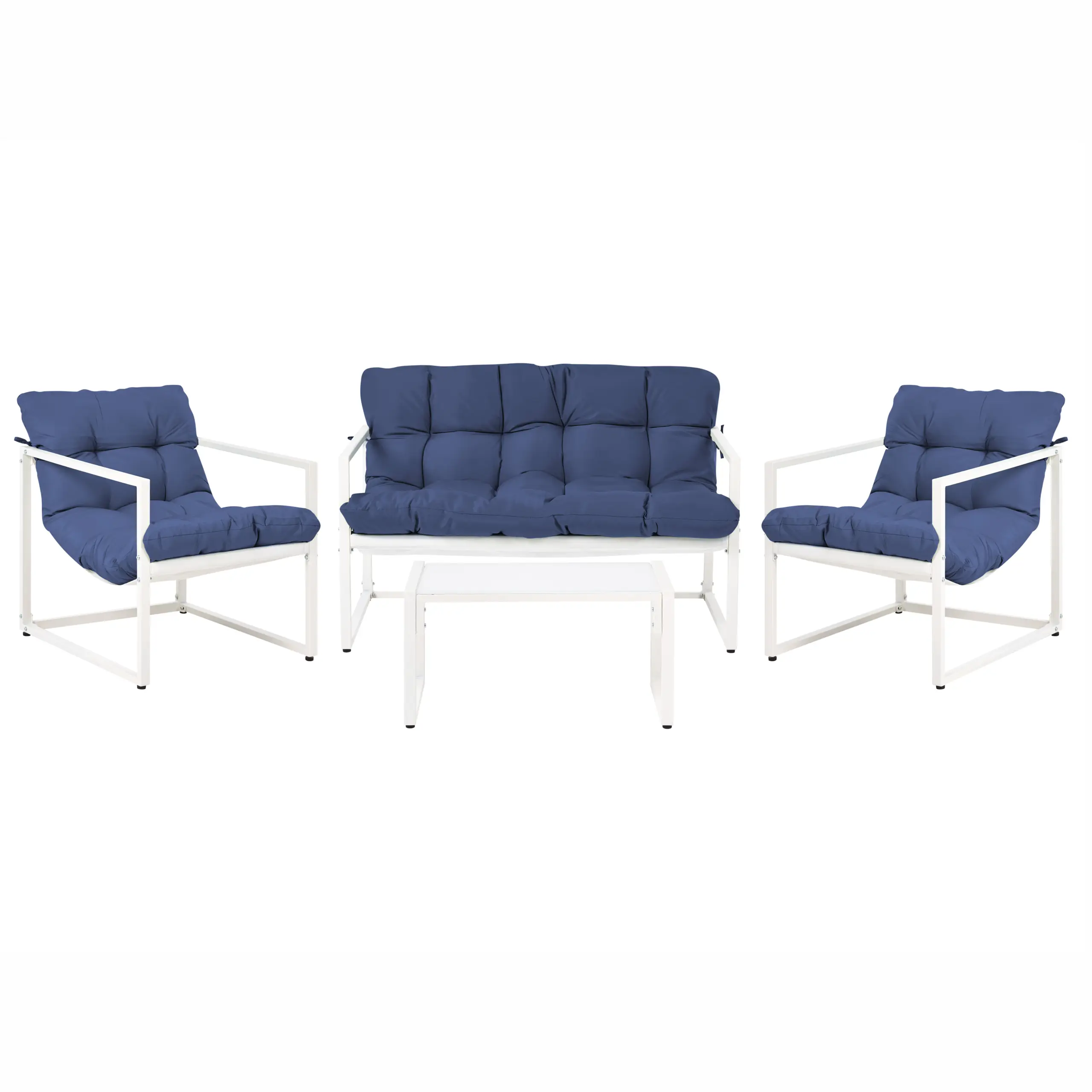 Ensemble de salon de jardin – Mobilier de jardin avec table 4 places GARDA Métal Bleu