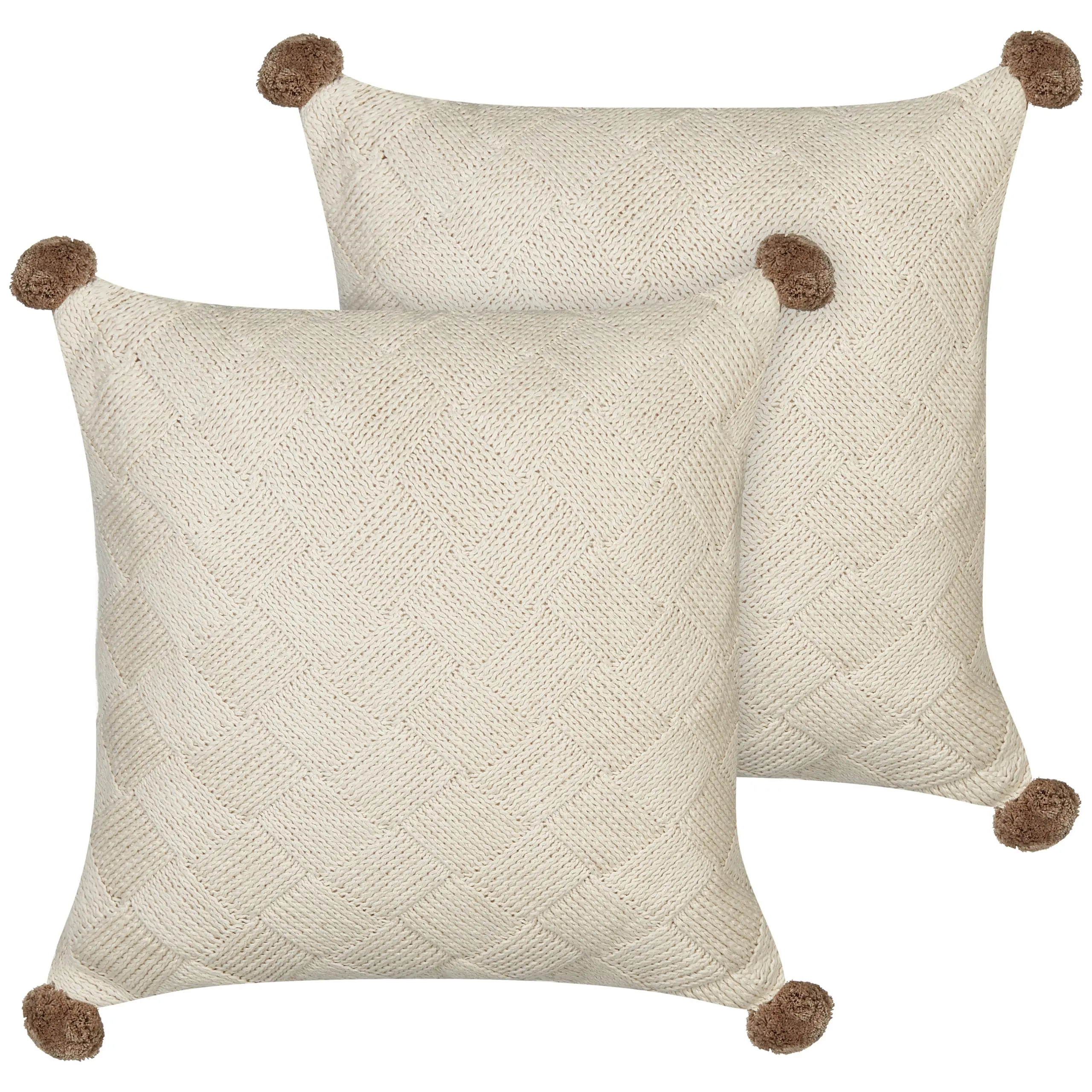 Coussin décoratif Coton Beige OBERONIA – Beliani
